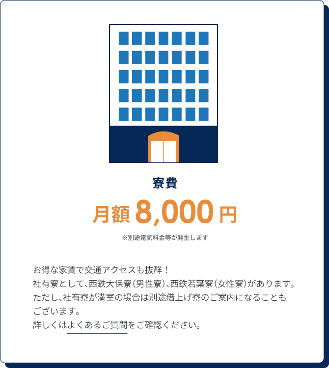 寮費 月額8,000円